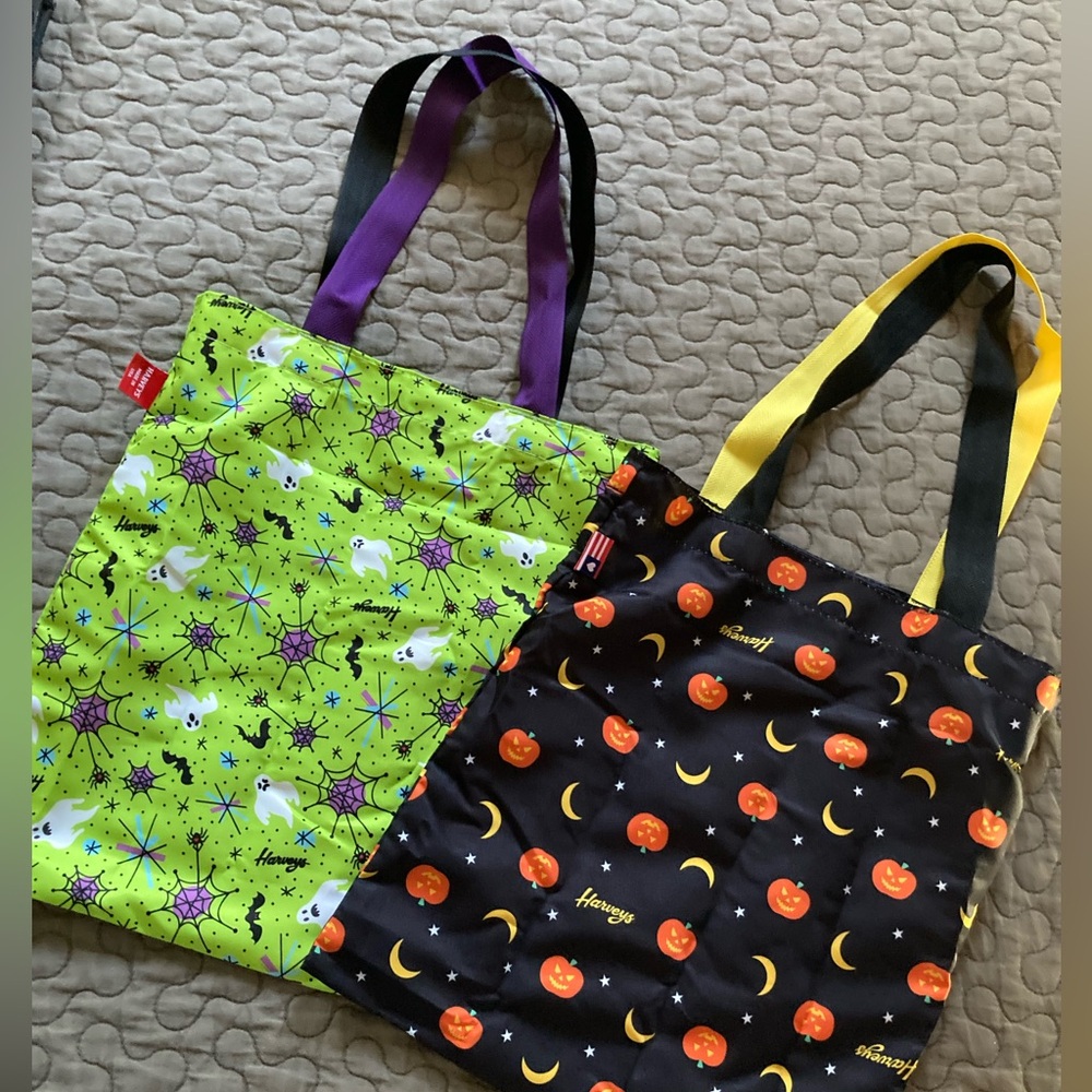 Harveys new out of package pair of Halloween small shopper totes.